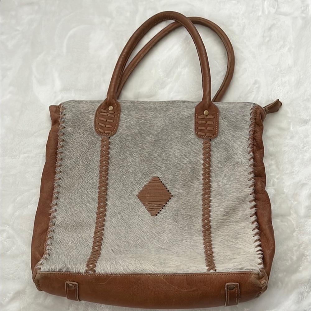 Myra Bag Cowhide and Real Leather Tote Bag, Purse